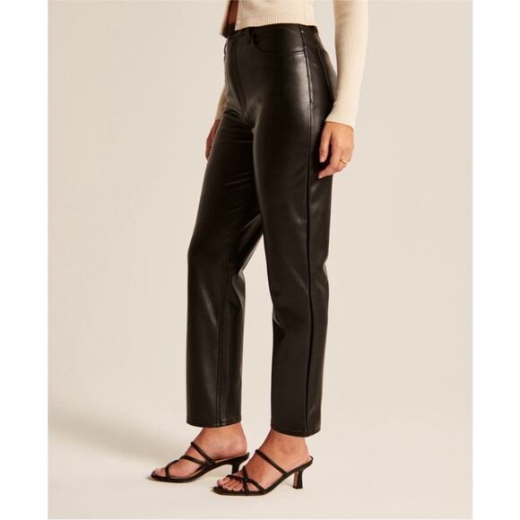 NEW Abercrombie & Fitch The Ankle Straight Vegan Leather Pants Size 28/6 Short - Picture 5 of 11